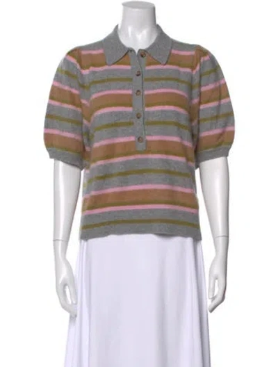 Pre-owned Me+em Cashmere Striped Polo In Purple
