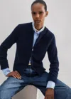Me+em Cashmere Two-way Zip Cardigan In Navy