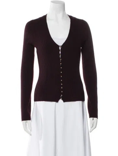Pre-owned Me+em Cashmere V-neck Sweater In Burgundy