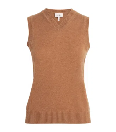 Me+em Cashmere V-neck Sweater Vest In Brown