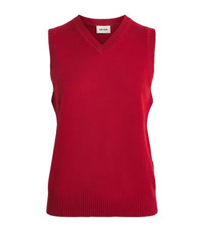 Me+em Cashmere V-neck Sweater Vest In Red