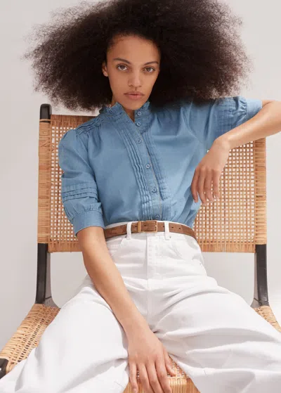 Me+em Chambray Blouse In Blue