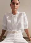 Me+em Cheesecloth Blouse In Soft White