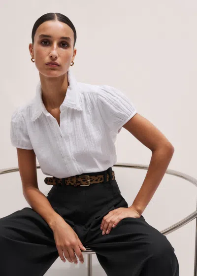 Me+em Cheesecloth Cap-sleeve Blouse Soft White