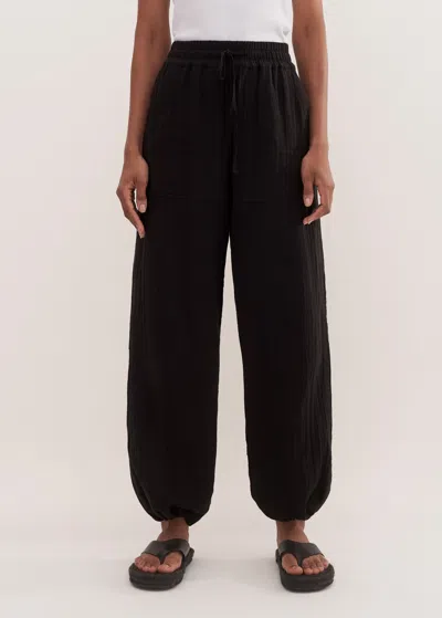 Me+em Cheesecloth Drawstring Hem Cargo Trouser In Black