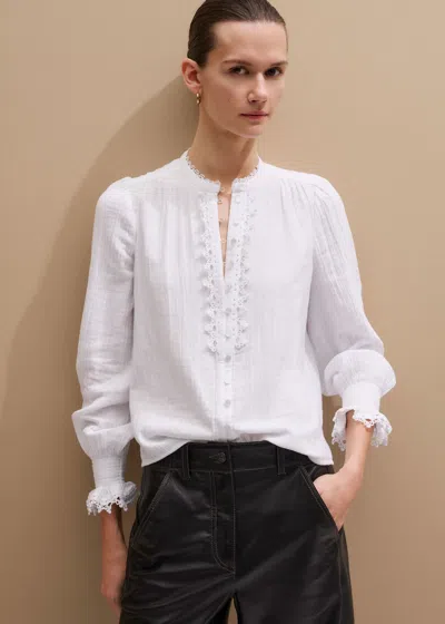 Me+em Cheesecloth Intricate Detail Blouse Soft White