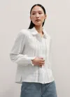 Me+em Cheesecloth Lace Trim Long Sleeve Blouse In Soft White