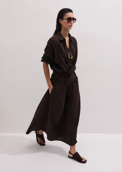 Me+em Cheesecloth Maxi Skirt Ganache Brown In Black