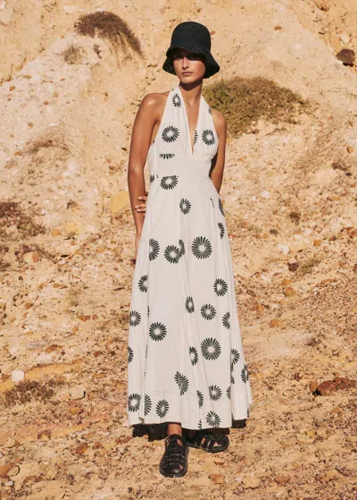 white and brown combination dress Promise Me Lace Maxi Dress main image 1