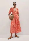Me+em Cheesecloth Mono Paisley Print Maxi Dress In Orange/soft White