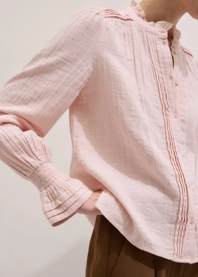 Me+em Cheesecloth Pleat Detail Blouse Blush Pink