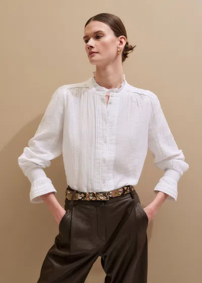 Me+em Cheesecloth Pleat Detail Blouse Soft White