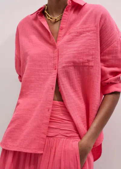 Me+em Cheesecloth Relaxed Shirt Candy Coral In Pink