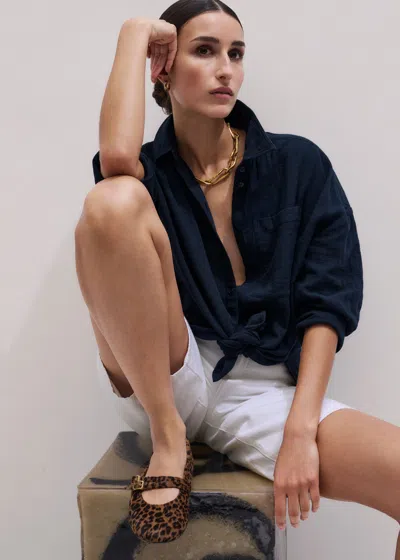 Me+em Cheesecloth Relaxed Shirt Navy In Blue