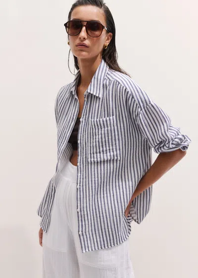 Me+em Cheesecloth Relaxed Striped Shirt In Multi