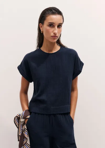 Me+em Cheesecloth T-shirt In Blue