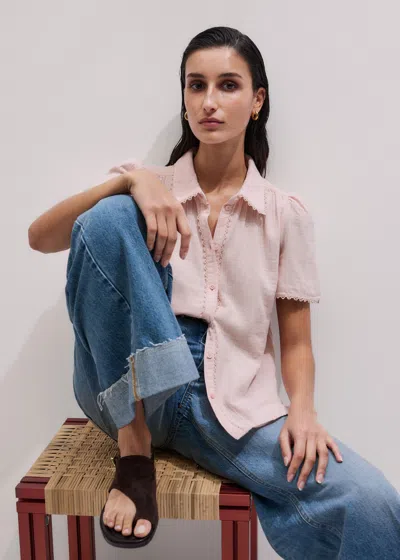 Me+em Cheesecloth Trim Detail Blouse Blush Pink