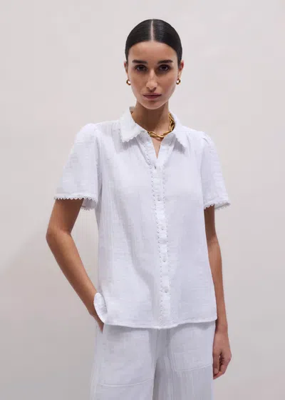Me+em Cheesecloth Trim Detail Blouse Soft White