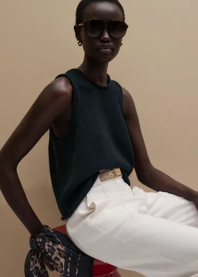 Me+em Chunky Knit Vest Navy In Blue