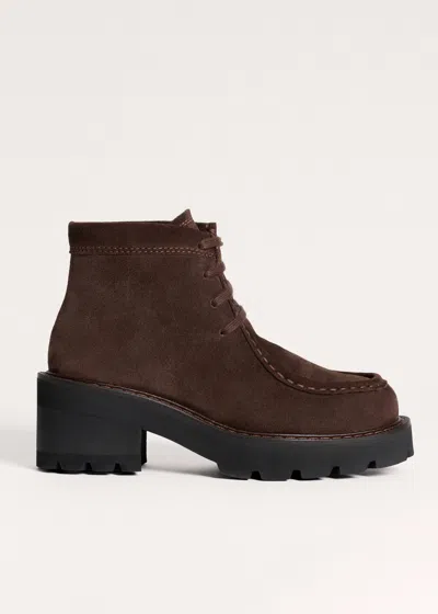Me+em Chunky Lace Up Ankle Boot Chocolate In Brown