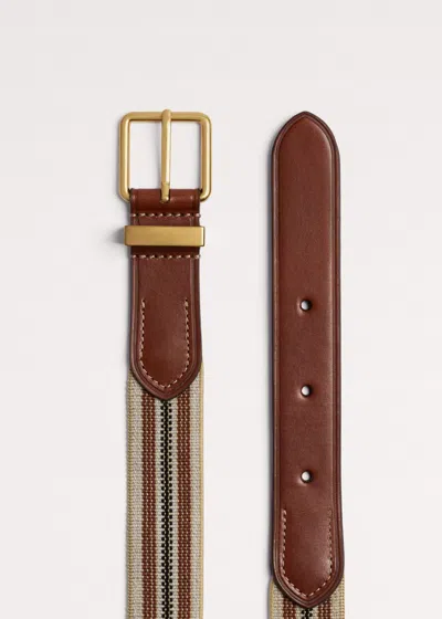 Me+em Classic Elastic Webbing Belt Natural Chestnut Black In Multi