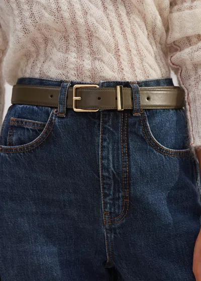 Me+em Classic Feathered Edge Belt In Khaki