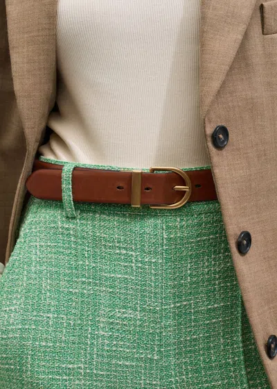 Me+em Classic Round Reversible Belt Chocolate/tan In Brown