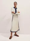Me+em Collared Contrast Panel Maxi Dress In Cream/navy