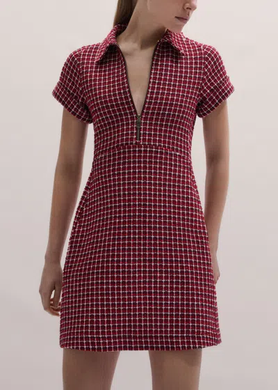 Me+em Collared Fit And Flare Short Dress Pomegranate Red Multi In Brown