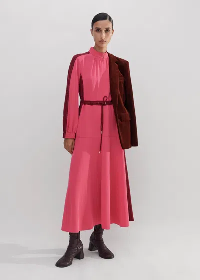Me+em Colour Block Drawstring Maxi Dress In Bright Berry/intense Red