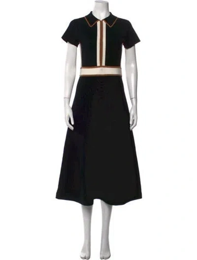 Pre-owned Me+em Colorblock Pattern Midi Length Dress In Black
