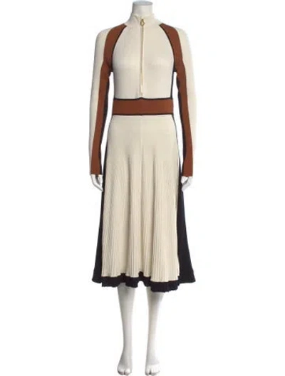 Pre-owned Me+em Colorblock Pattern Midi Length Dress In Neutral