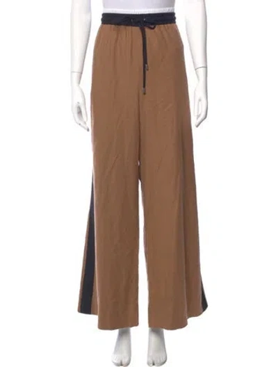 Pre-owned Me+em Colorblock Pattern Straight Leg Pants In Brown