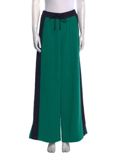 Pre-owned Me+em Colorblock Pattern Wide Leg Pants In Green