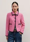 Me+em Contrast Bound Crop Jacket In Super Pink