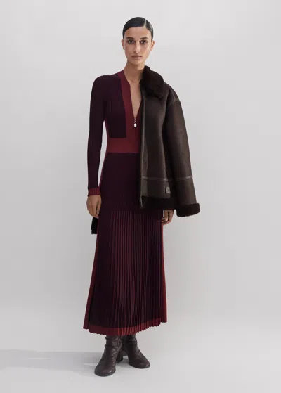 Me+em Contrast Panel Pearl Zip Maxi Dress In Intense Merlot/intense Red |  ModeSens