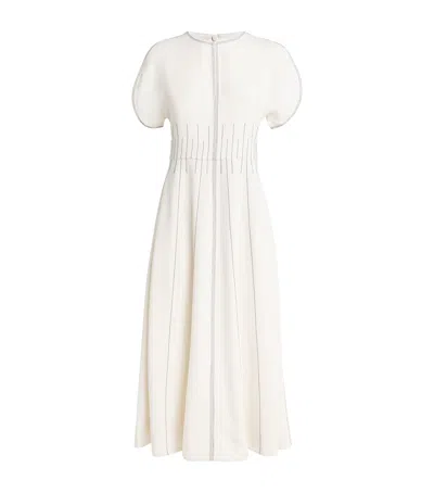 Me+em Contrast Stitch Midi Dress In Cream/black