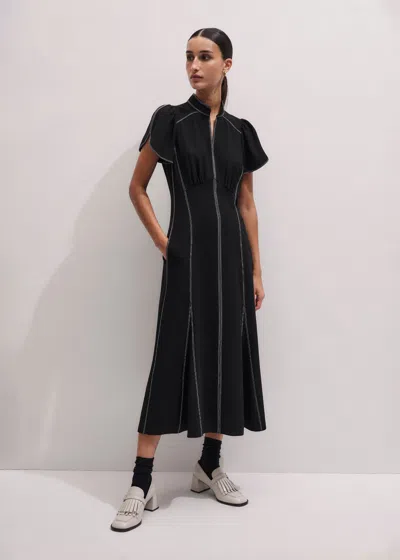 Me+em Contrast Stitch Midi Dress Black