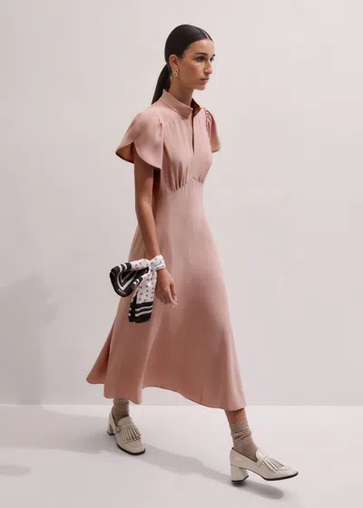 Me+em Contrast Stitch Midi Dress Smoke Pink