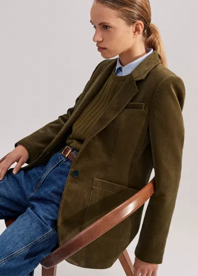 Me+em Cord Patch Pocket Blazer In Bronzed Green