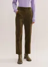 Me+em Cord Slim Crop Pant In Bronzed Green