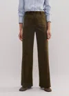 Me+em Cord Subtle Flare Pant In Bronzed Green