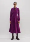 Me+em Cord Velour Fit And Flare Midi Dress In Deep Winter Iris