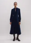 Me+em Cord Velour Fit And Flare Midi Dress In Ink Blue