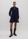 Me+em Cord Velour Shift Dress In Ink Blue