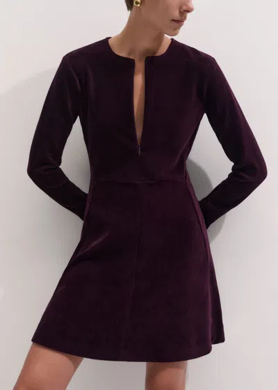 Me+em Cord Velour Short Dress Merlot Red In Brown