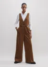 Me+em Cord Wide-leg Layering Jumpsuit In Caramel