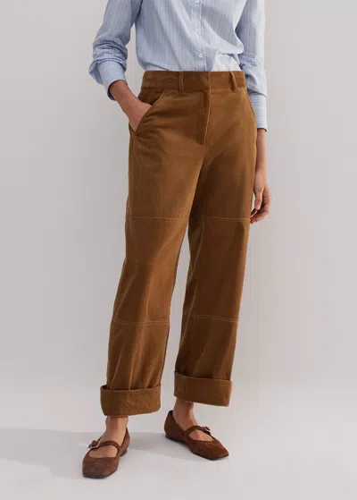 Me+em Corduroy Relaxed Barrel-leg Pant In Caramel