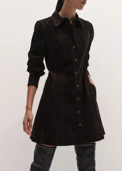 Me+em Corduroy Short Fit And Flare Dress Dark Chocolate Brown