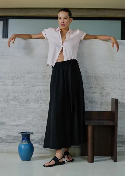 Me+em Cotton A Line Maxi Skirt + Belt Black